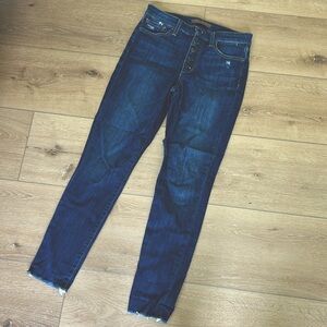Joe’s Jeans high rise skinny ankle raw hem button fly detailing stretch